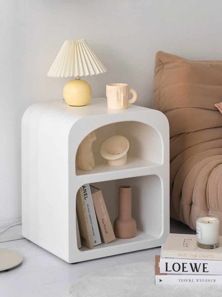 Modern Arch Nightstand with Open Storage | Colorful Sculptural Bedside & Side Table