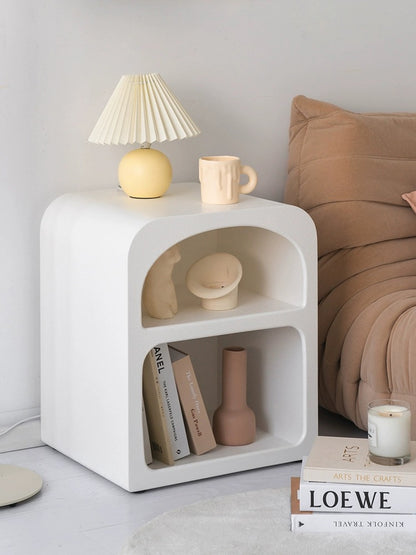 Modern Arch Nightstand with Open Storage | Colorful Sculptural Bedside & Side Table