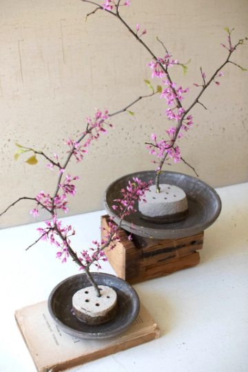 River Rock Flower Frogs with Clay Saucers Incense Holders