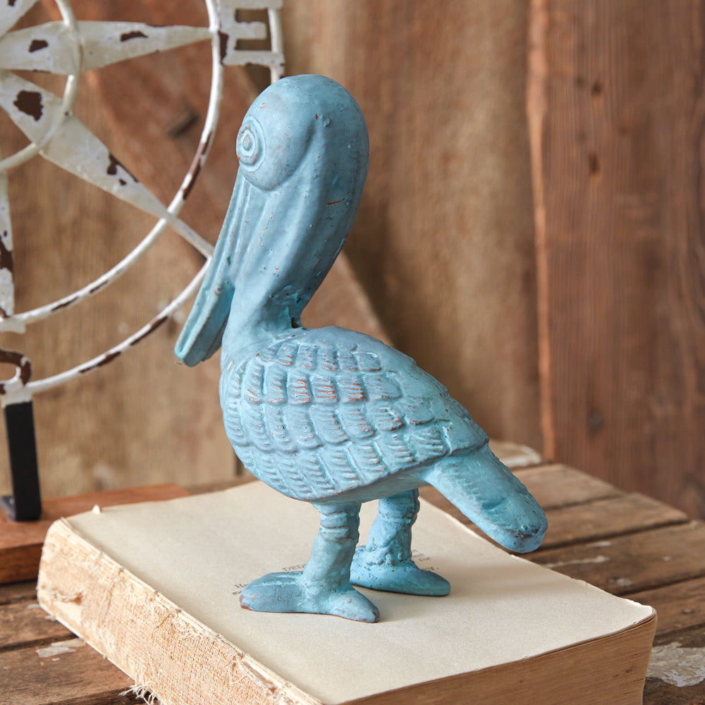 Verdigris Pelican Figurine