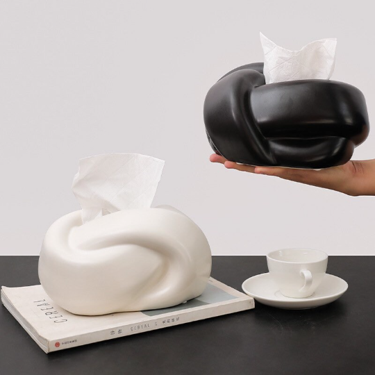 Ceramic Bubble Twisted Knot Tissue Box Holder