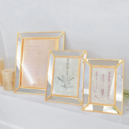 Églomisé Detailed Gold Mirror Edge Picture Frames - Vintage-Inspired Décor