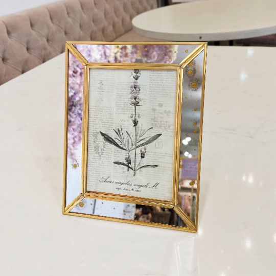 Églomisé Detailed Gold Mirror Edge Picture Frames - Vintage-Inspired Décor