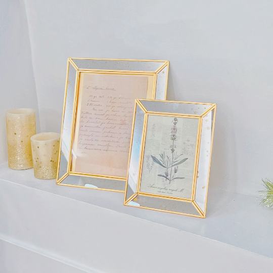 Églomisé Detailed Gold Mirror Edge Picture Frames - Vintage-Inspired Décor