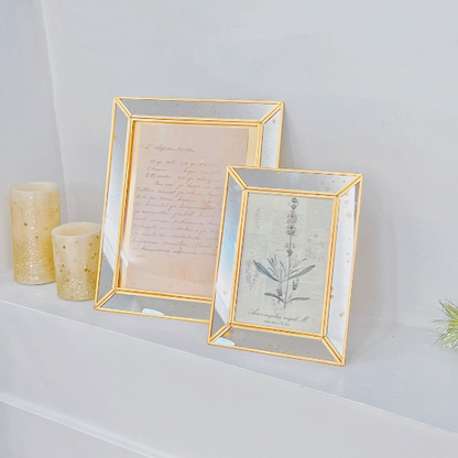 Églomisé Detailed Gold Mirror Edge Picture Frames - Vintage-Inspired Décor