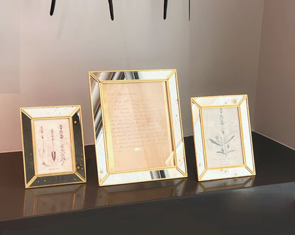 Églomisé Detailed Gold Mirror Edge Picture Frames - Vintage-Inspired Décor